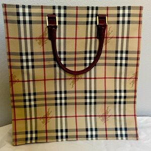 Burberry  Denny Coated Canvas Novacheck Slim Tote